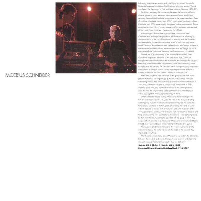 Dieter Moebius & Stefan Schneider - Kunsthalle Düsseldorf (12" Single) (Limited Edition)