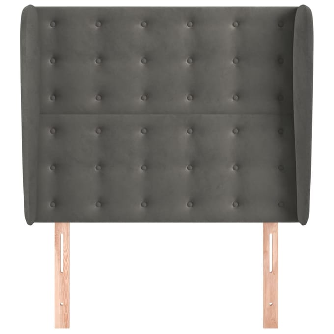 vidaXL - Hoofdbord - met - randen - 103x23x118/128 - cm - fluweel - donkergrijs