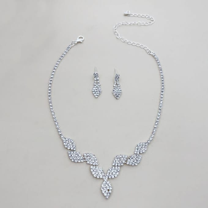 Mode Geometrische Set Ketting 2-delige Set, Bruids Bruiloft Feestjurk Diner, Bruiloft Accessoireset Ketting zilver
