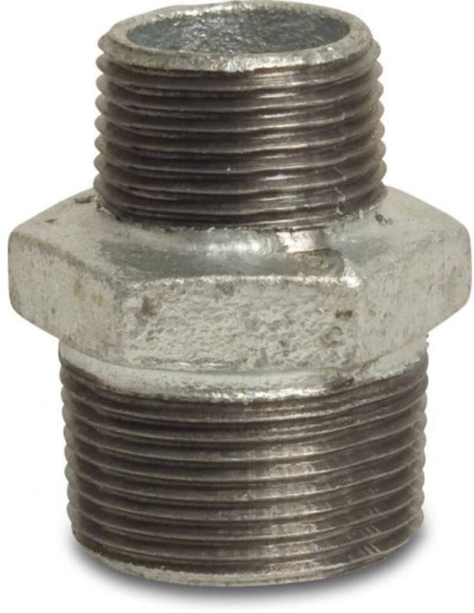 Profec Nr. 245 Verloopnippel gietijzer gegalvaniseerd 1" x 1/2" buitendraad 25bar DVGW