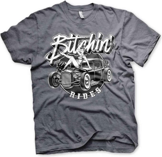 Bitchin' Rides Heren Tshirt -2XL- Hot Rod Hot Girls Grijs