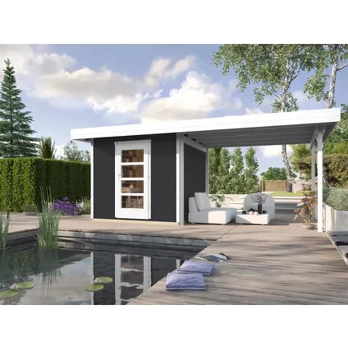 Weka Tuinhuis Met Overkapping 172 Type B Gr1 Antraciet 210x500cm