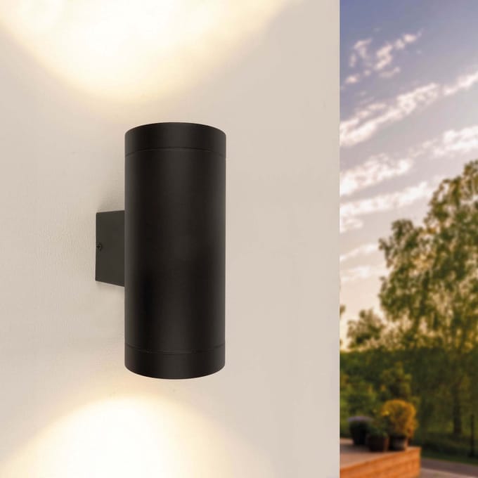 Ledvion - LED Wandlamp met Sensor - GU10 - IP44 - Zwart