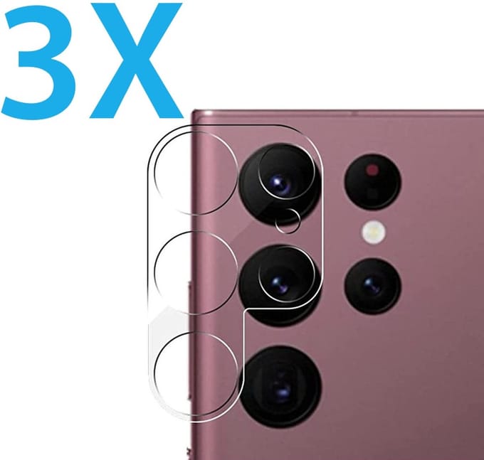 Camera lens Protector 3x Geschikt voor: Samsung Galaxy S23 Ultra - screen protector - glas - bescherm je camera - beschermglas - Transparant