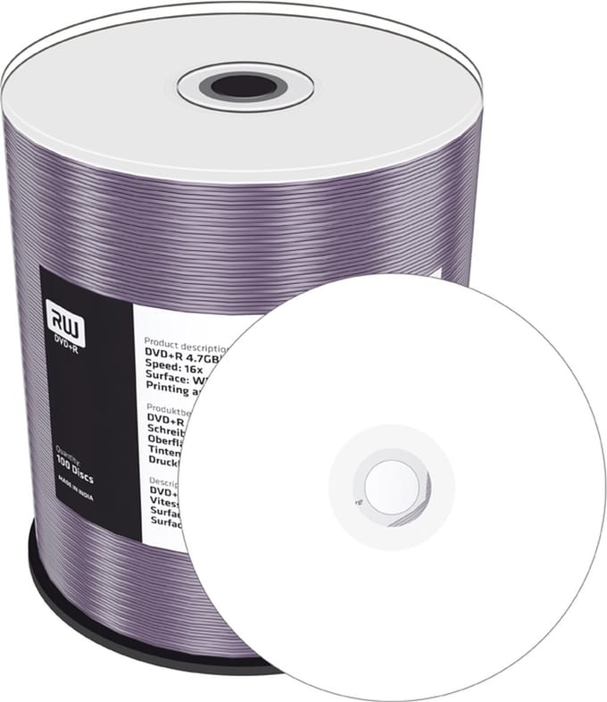 MediaRange MR414, DVD+R, Printable, Cakedoos, 100 stuk(s), 4,7 GB