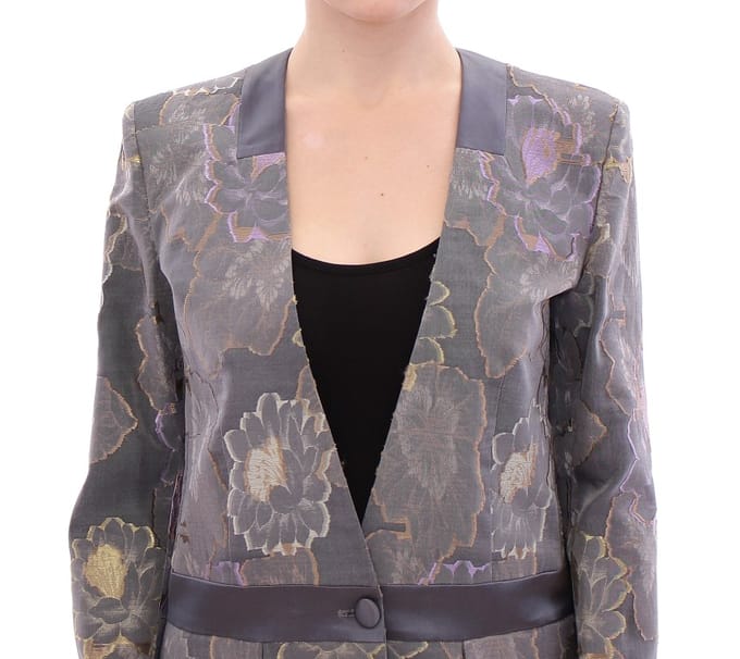 Bloemige Brocade Blazer Lange Mouwen V-hals