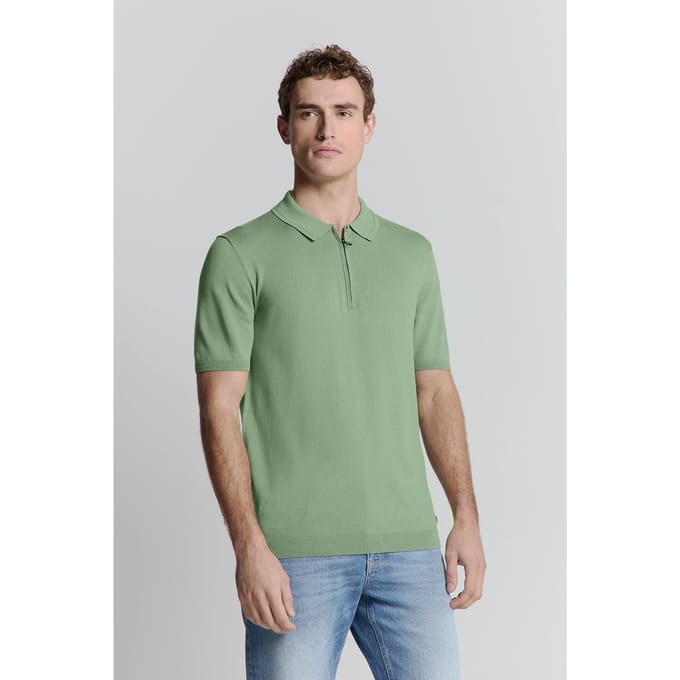 No Excess Pullover Short Sleeve Polo Zip Solid Green Maat: L | Poloshirts Outlet | Heren | Groen