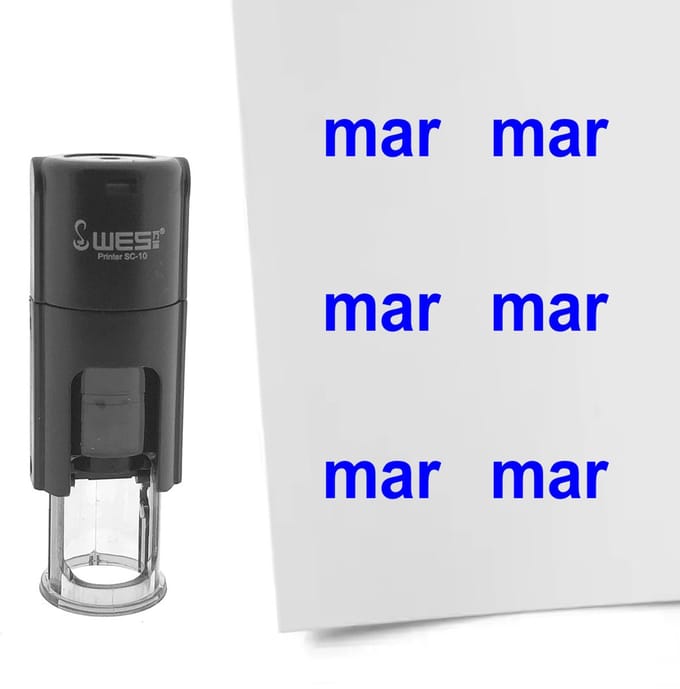 CombiCraft Stempel maand March 10mm rond blauwe inkt - per 1 stuk