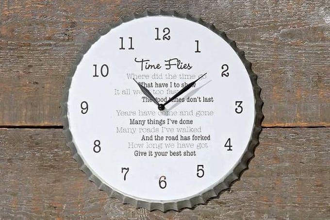Wandklok Time Flies wit D25cm