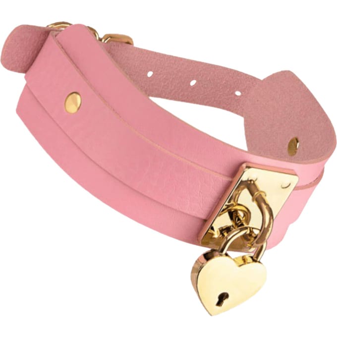 Kinky Diva – Hartvormige Collar met slot en sleutel - Roze