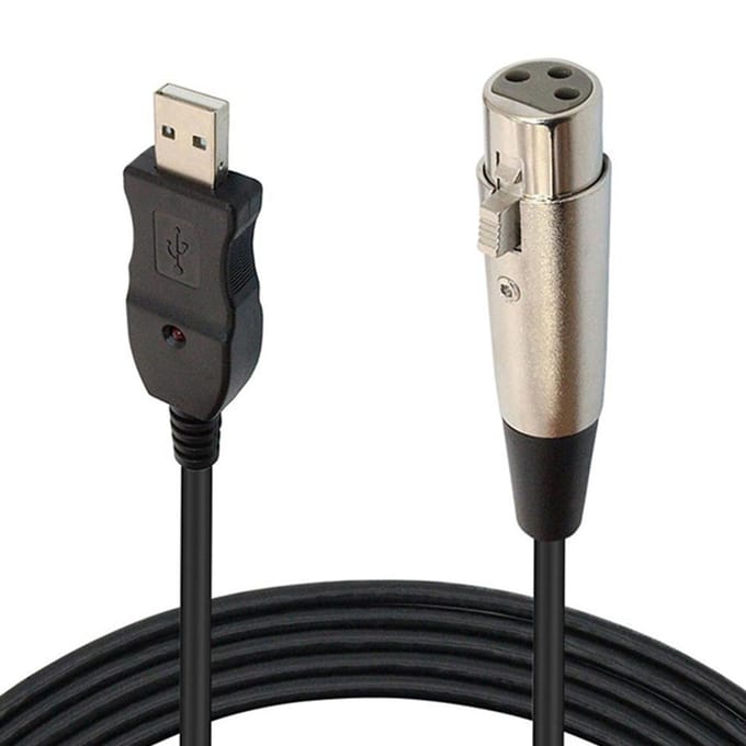 Microfoon Link Adapter Kabel XLR Vrouwelijk naar USB MIC Link Zwarte Kabellijn