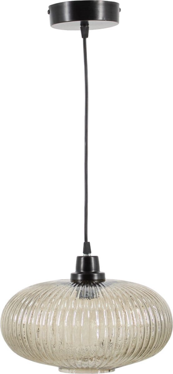 Hanglamp glas smoke/zwart