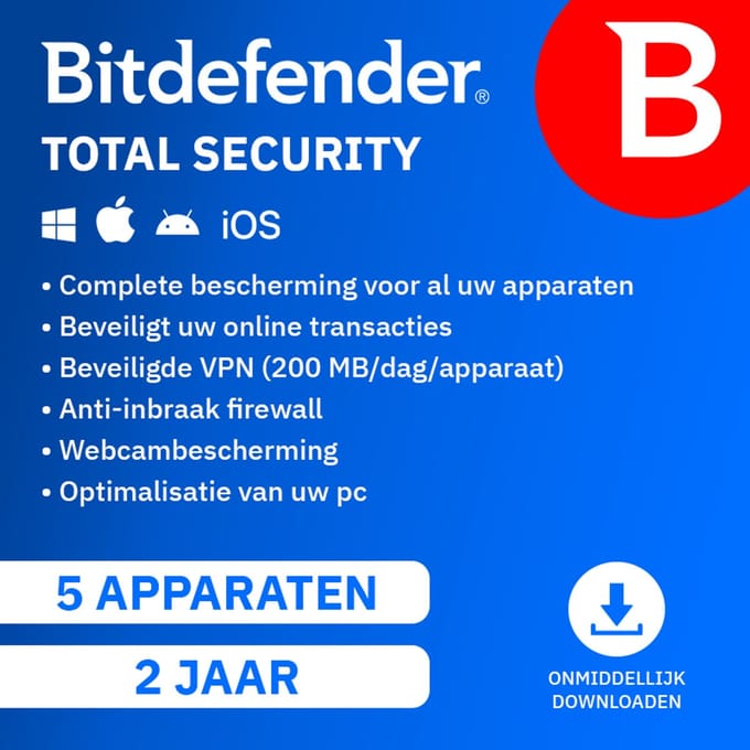 Bitdefender Total Security - 24 maanden/5 apparaten - Nederlands
