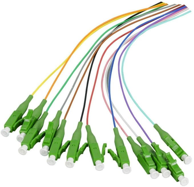 Danicom OS2 glasvezel pigtail gekleurde set LC-APC - 12 stuks