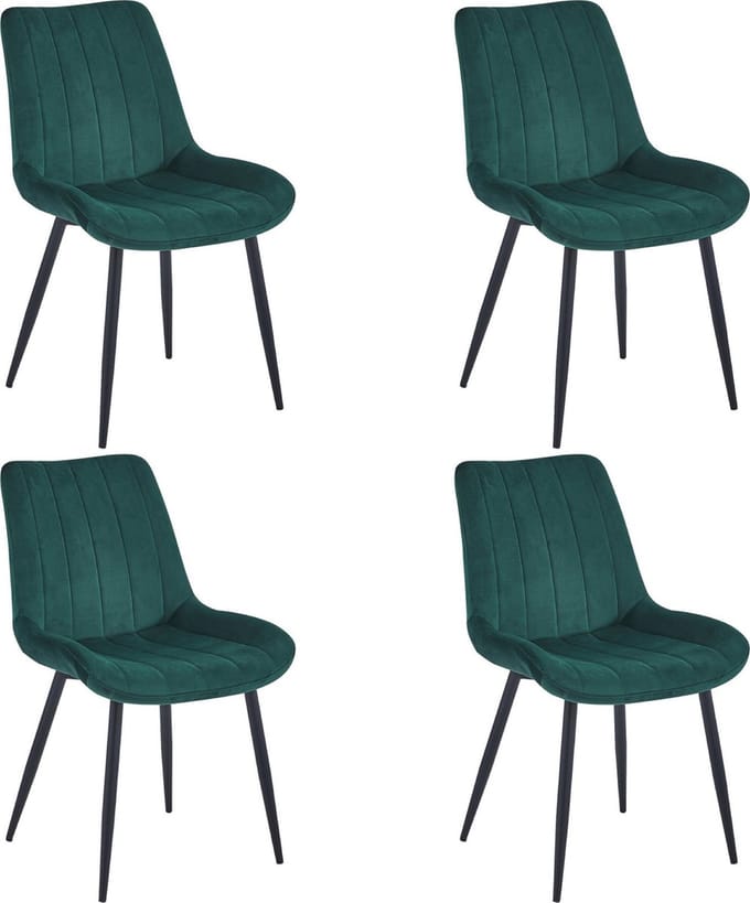 Colenis® - Verta Eetkamerstoel - Set Van 4 - Groen - Fluweel - Velvet - Industrieel