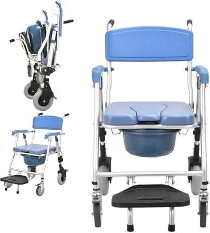 Opvouwbare Douchestoel - Commode Stoel - Veilig Douchen - Met Remmen - 150 kg Draagvermogen - Grijs