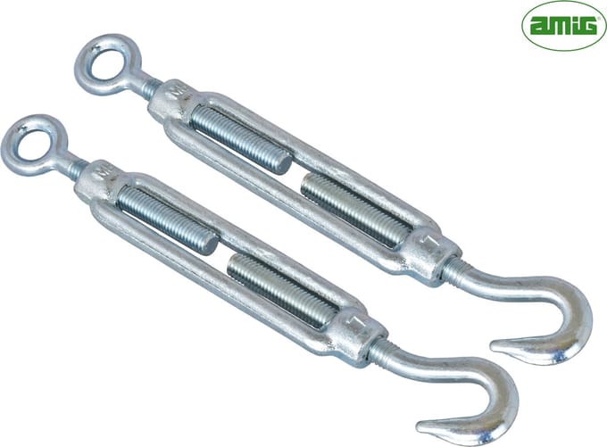 AMIG Draadspanner M8 110mm | Haak / Oog | 2 stuks | Spanschroef Spanner | Verzinkt Smeedstaal