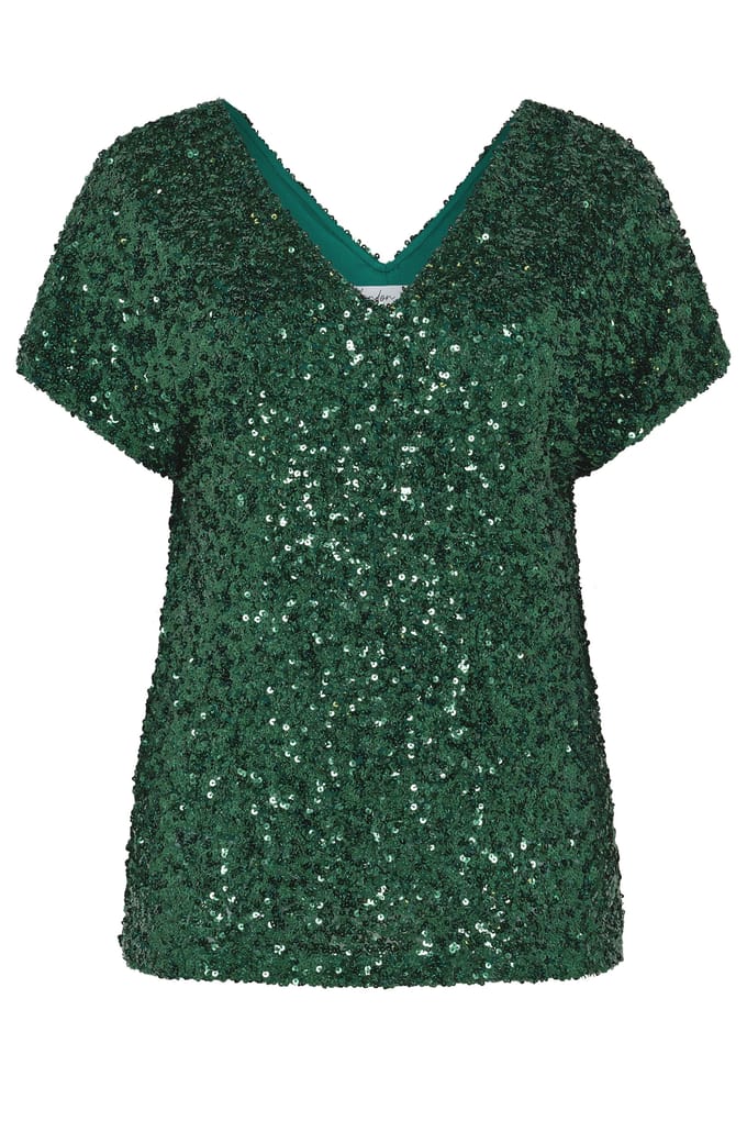 Yours London Groene Top Met Pailletten Size 48