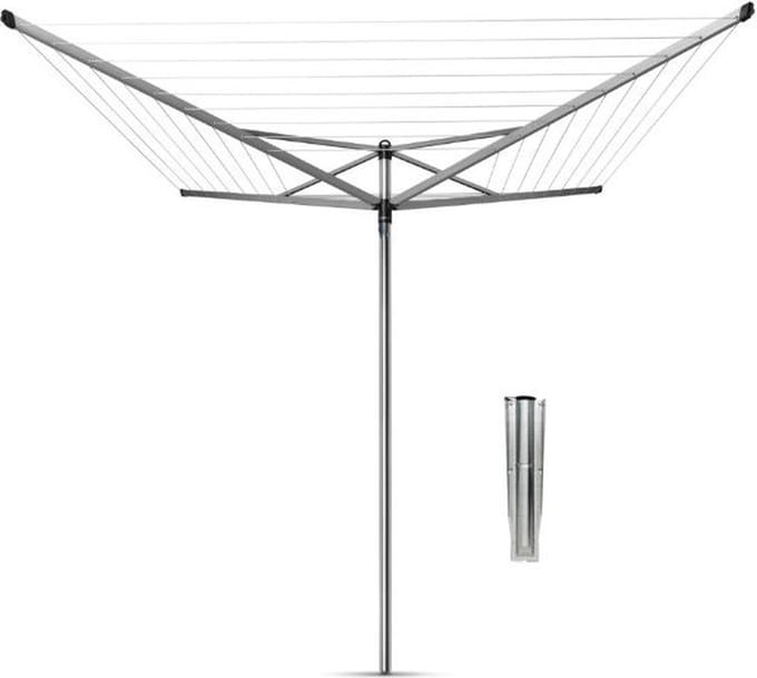 Brabantia Topspinner Droogmolen - 60 m - met Metalen Grondanker - Metallic Grey