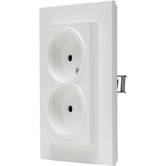 Kopp Athenis – Dubbele wandcontactdoos inbouw ongeaard (helder wit)