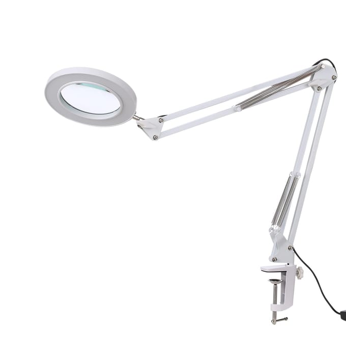 Vergrootglas met 64 LED's Klem Clip Licht 8x Vergroting 10 Niveaus Verstelbaar wit