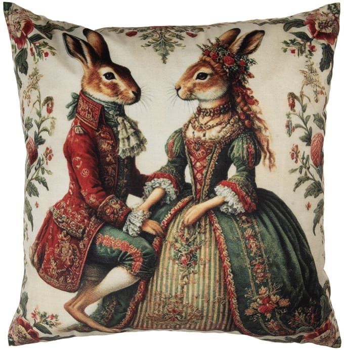 Clayre & Eef Kussenhoes 45x45 cm Beige Polyester Konijnen