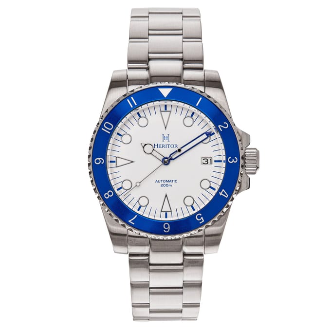 Heritor Automatic Luciano armbandhorloge met datum - blauw/wit