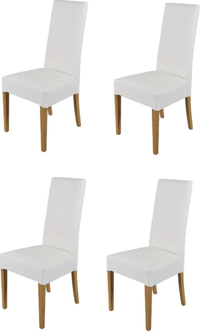 Tommychairs Luisa - Eetkamerstoelen - Set van 4 - Eikenhout & Wit - Kunstleer