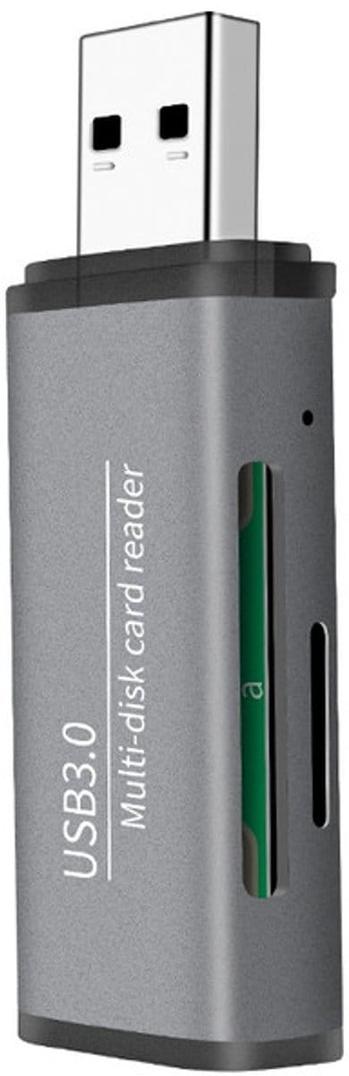USB 3.0 naar SD + Micro-SD (tf) compacte kaartlezer adapter kabel - card reader - voor o.a. camera en laptop - grijs