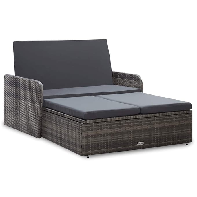 vidaXL - 2-delige - Loungeset - met - kussens - poly - rattan - grijs
