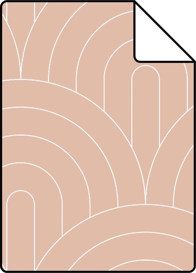 Proefstaal ESTAhome behang art deco bogen perzik roze - 26.5 x 21 cm - 139218-S