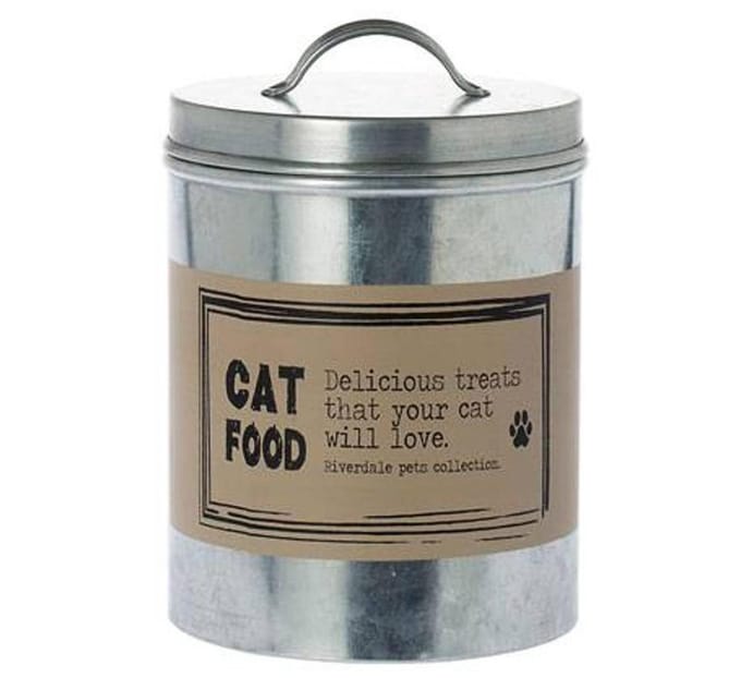 Riverdale Blik Cat zilver 17cm - Opbergblik - Kattenvoer