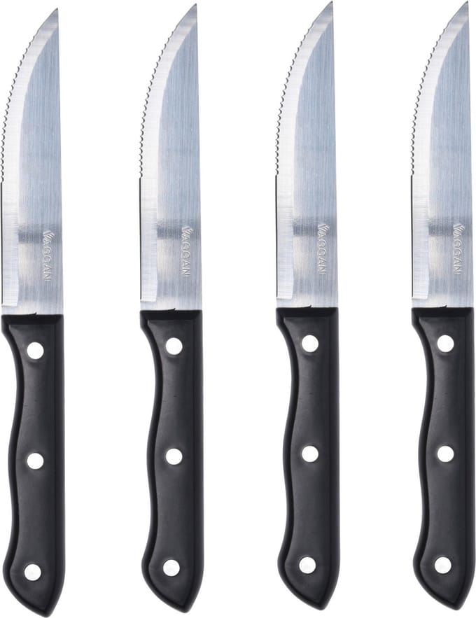 Excellent Houseware BBQ steakmessen set - 8x stuks - RVS - zilver - 33 cm - messenset - vleesmessen - bestek