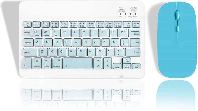 AOAS Draadloos Toetsenbord en Muis - QWERTY - Wireless - Bluetooth - Design - Set - Blauw