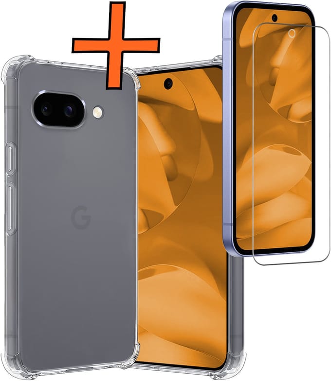 Hoes - Met Screenprotector - Geschikt voor Google Pixel 9a - Sterk & Shockproof - Siliconen Case - Back Cover - Telefoon Hoes - Shock Proof - Transparant