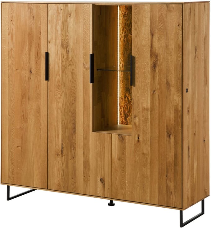 MASSIVMOEBEL24.DE wilde eik highboard blank massief hout 142x43x145 cm geolied deels gemonteerd LINDAU volledig massief #17