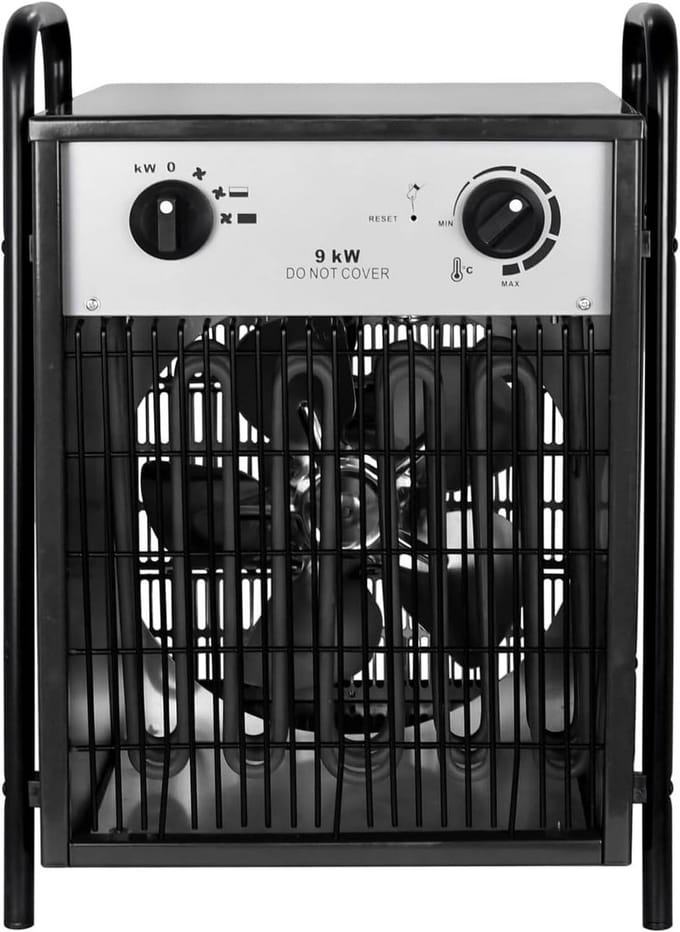 Krachtige Bouwverwarming Elektrische Kachel 9 kW met Thermostaat en Ventilator