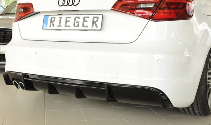 RIEGER - PERFORMANCE DIFFUSER / VALANCE - AUDI A3 S LINE  PREFACELIFT HATCH / SPORTBACK - GLOSS BLACK