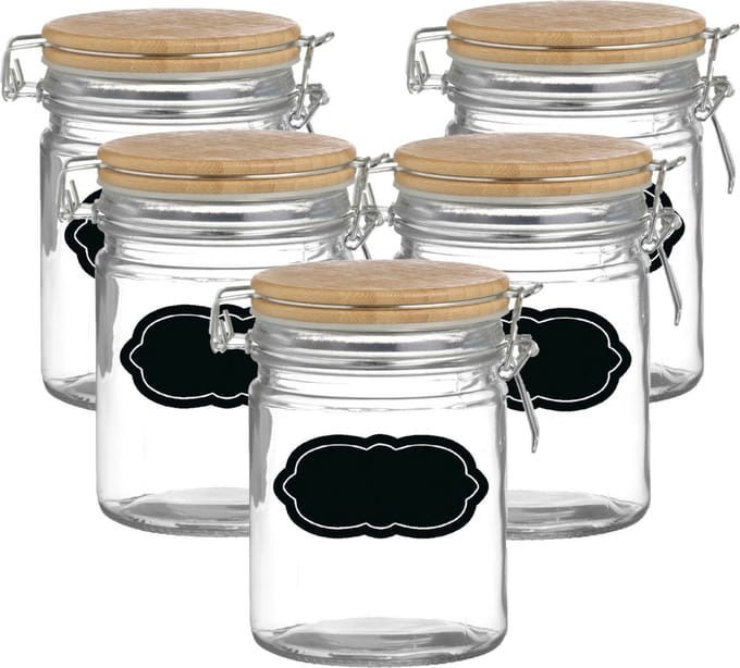 Weckpot/inmaakpot - 10x - 700 ml - glas - met beugelsluiting - incl. etiketten