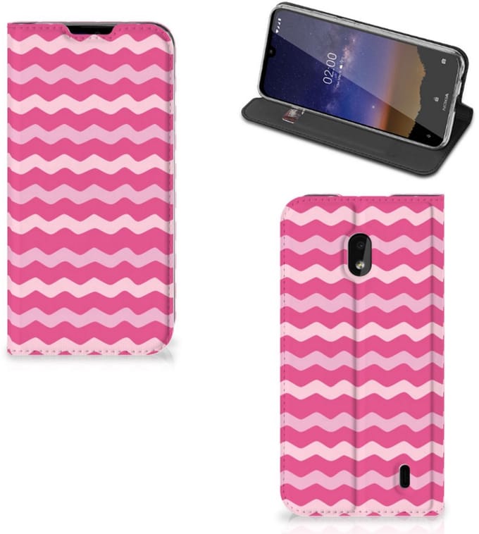 Nokia 2.2 Hoesje met Magneet Waves Pink