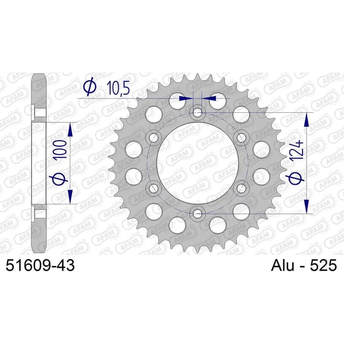 Aluminium tandwiel achter Afam 525 43 dents