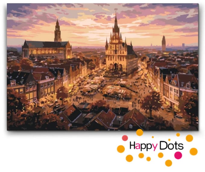 Schilderen op nummer Skyline Gouda 40x60cm (HappyDots)