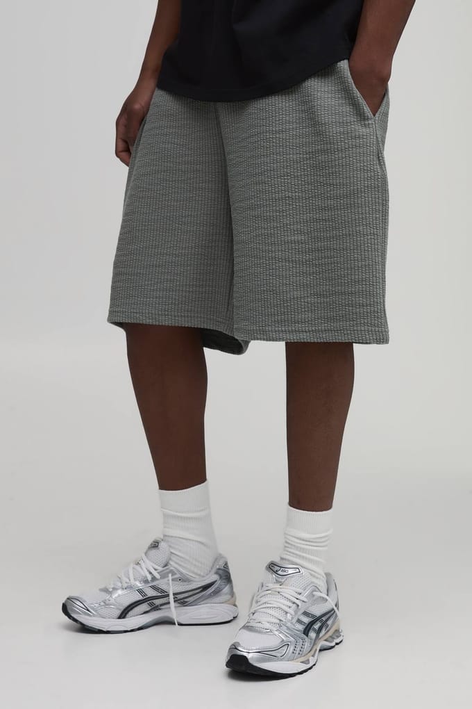 Baggy Fit Geribbelde Jersey Short | Khaki | Size Medium