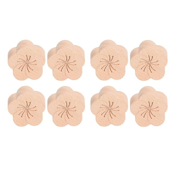 8 Stuks Essentiële Olie Auto Diffuser Pruimenbloem Vorm Natuurlijk Klein Compact Beukenhout Aroma Auto beige