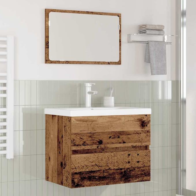 vidaXL - Badkamermeubel - Set - 3 - st - Oud - Hout - Bewerkt - hout