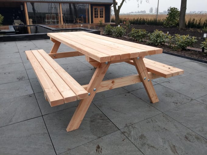 Douglas geschaafd picknicktafel 250 cm lang houtdikte 45mm