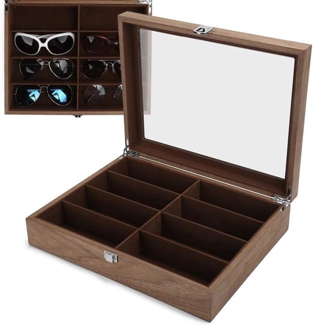 Allecto - Zonnebril Organizer - 8 Grids Opbergdoos - Houten Design