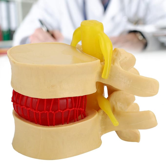 1:1.5 Lendenwervelschijf Hernia Demonstratiemodel Studie Leer Menselijke Wervelkolom beige
