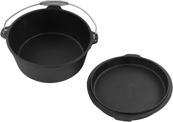 Gietijzeren Pan - Dutch Oven - Koken op Camping - Thermometer Sleuf - 31CM