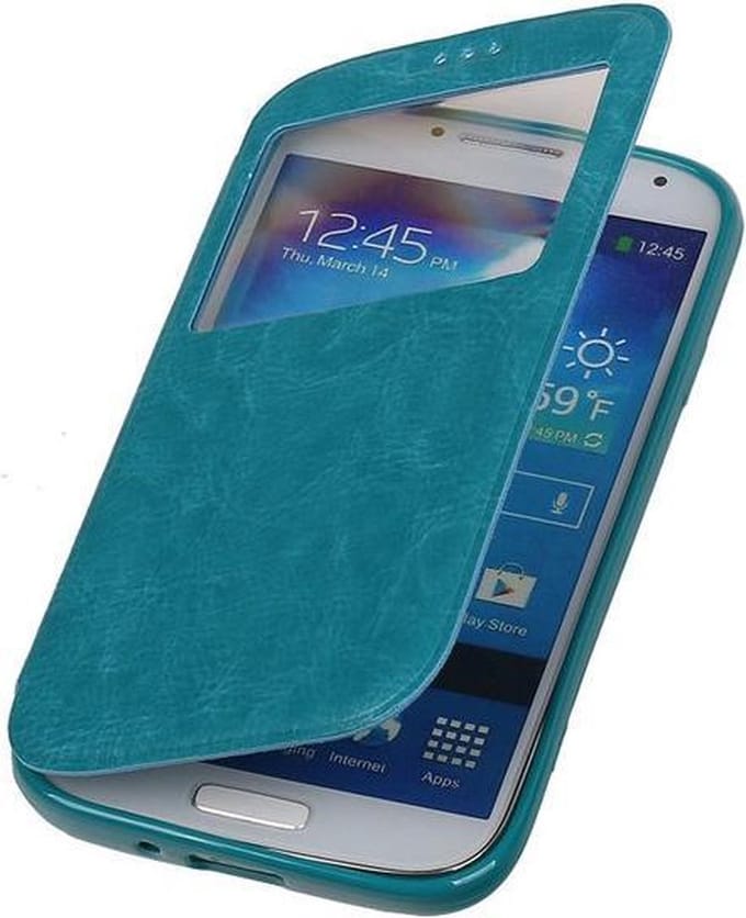 Polar View Map Case Turquoise Samsung Galaxy S5 TPU Bookcover Hoesje
